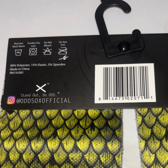 Odd Sox Lizard Foot Crew Socks - Black and Yellow/Green Fits SZ 6-13 - Picture 5 of 6